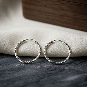 Argola Fio Torcido - 19mm - Prata 925 - B627-X48