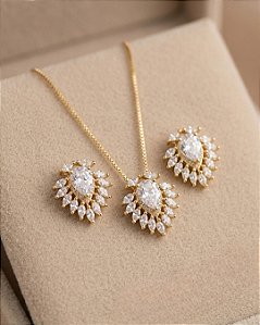 Conjunto Luxo Cravejado - Semijoia 18k - MCJ136-X446