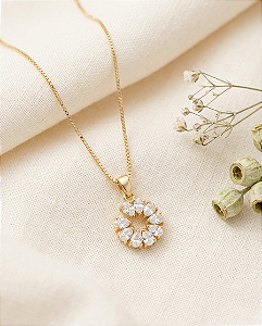 Gargantilha Com Gotas Zircônias - Semijoia 18k - MG901-X188