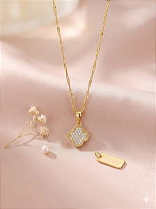 Gargantilha Trevo Cravejado - Semijoia 18k - MG856-X140