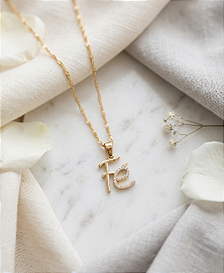 Gargatinha Fé Com Zircônias - Semijoia 18k - MG853-X160