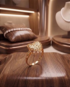 Anel Coração Vazado - Semijoia 18k - MA211-X200