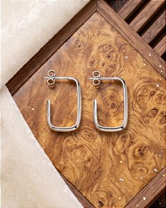 Argola Retangular Lisa - 25mm - Prata 925 - B629-X78