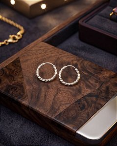 Argola Fio Torcido - 14mm - Prata 925 - B631-X46