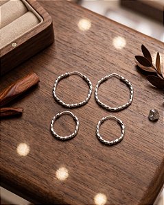 Dupla de Argolas Fio Torcido - Prata 925 - B632-X90