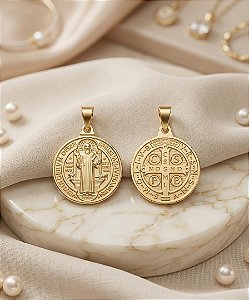 Pingente São Bento Dupla Face - Semijoia 18k - MPI452-X110