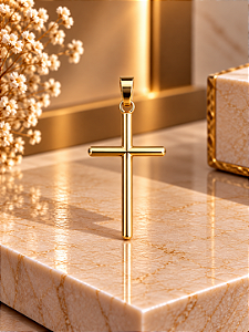 Pingente Masculino Crucifixo Liso - Semijoia 18k - MPI449-X130