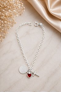 Pulseira Medalha\ Cruz\ Coração P157