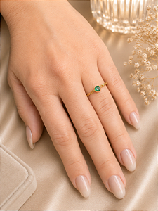 Anel Vazado Com Pedra Verde - Semijoia 18k - MA575