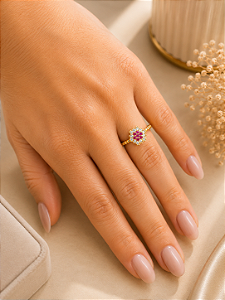 ANEL CRAVEJADO ROSA SEMIJOIA 18K MA577