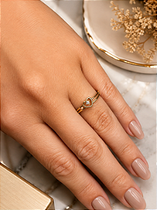 Anel Coração Com Zircônia - Semijoia 18k - MA555