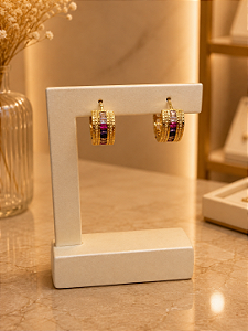 Argola Cravejada Com Pedras Color - Semijoia 18k - MA676
