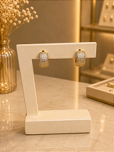 Argola Cravejada Com Zircônias - Semijoia 18k - B692