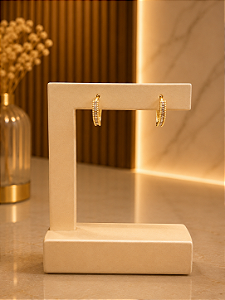 Argola Quadrada c/ Zircônias- Semijoia 18k -B689