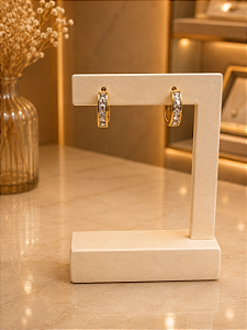 Argola Quadrada Cravejada - Semijoia 18k - B673