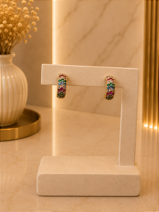 Argola Cravejada Com Zircônias Color - Semijoia 18k - B705