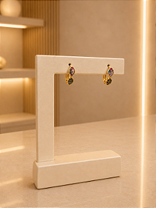Argola Cravejada Multicor - Semijoia 18k - B674