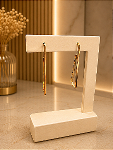 Argola Geométrica Lisa -38mm- Semijoia 18k - B715