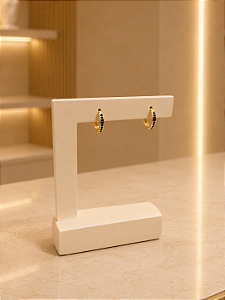 Argola Com Zircônias Pretas -12mm- Semijoia 18k -B693