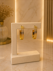 Argola Oval Vazado - Semijoia 18k - B724