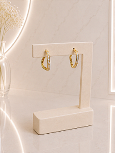 Argola Cravejada Com Tarraxa - Semijoia 18k - B761