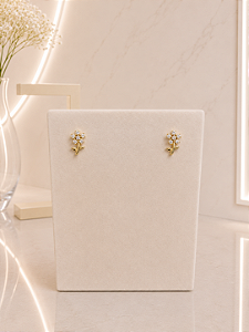 Brinco Flor Cravejada - Semijoia 18k - B786