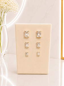 Trio Ponto de Luz Retângular - Semijoia 18k - B822