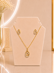 Conjunto Gota Com Zircônias - Semijoia 18k - MCJ162