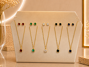 Conjunto Tartaruga Com Zircônia - Semijoia 18k - MCJ164