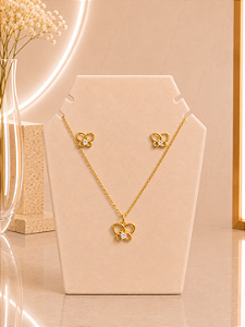 Conjunto Borboleta Vazada Com Zircônia - Semijoia 18k - MCJ159