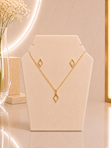 Conjunto Geométrico Cravejado - Semijoia 18k - MCJ170