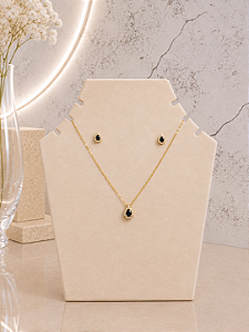 Conjunto Gota Azul Cravejada - Semijoia 18k - MC176
