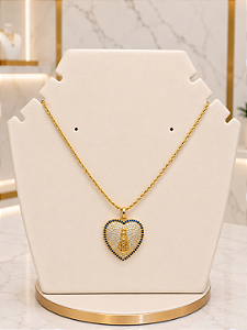 Gargantilha Coração C Nossa Senhora - Semijoia 18k- MG983