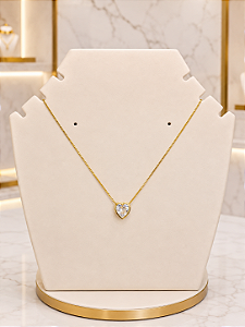 Gargantilha Coração com Zircônias - Semijoia 18k - MG987