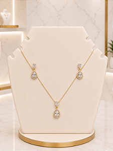 Conjunto Gota Cravejada - Semijoia 18k - MCJ193