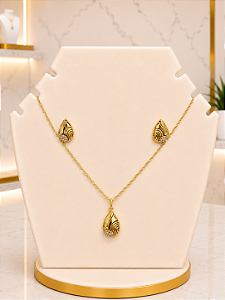 Conjunto Gota Trabalhada - Semijoia 18k - MCJ194