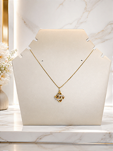 Gargantilha Trabalhada Cravejada - Semijoia 18k- MG1012