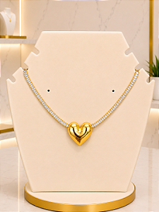 Gargantilha Choker Riviera Com Coração - Semijoia 18k - MG1016