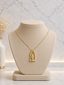 Gargantilha Altar N.S. das Graças Com Zircônias - Semijoia 18k - MG1017