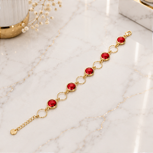Pulseira Feminina Vermelha - Semijoia 18k - P178