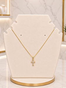 Gargantilha Crucifixo Cravejado - Semijoia 18k - MG1013