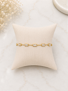 Pulseira C/ Zircônias Quadradas Semijoia 18k P191