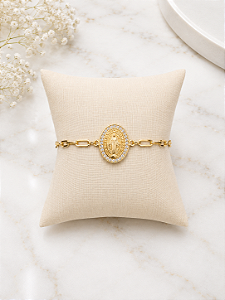 Pulseira N/ S Das Graças Semijoia 18k P188