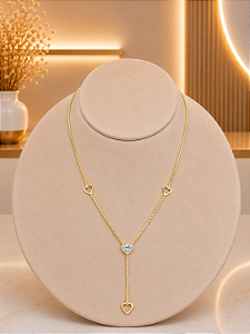 Gargantilha Gravatinha Coração- Semijoia 18k-MG1007