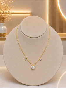 Gargantilha Coração Cravejado- Semijoia 18K - MG1010