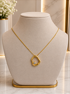 Gargantilha Pingente Vazado - Semijoia 18k- MG1020