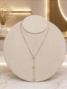 Gargantilha Gravatinha Com Zircônias - Semijoia 18k - MG1024