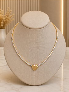 Gargantilha Choker Com Coração - Semijoia 18k - MG1031