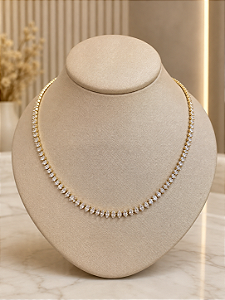 Gargantilha Choker Zirconia (Navete) - Semijoia 18k - MG1034