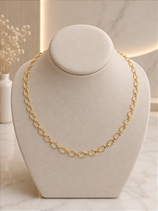 Gargantilha Choker Corrente Portuguesa - Semijoia 18k - MG1043